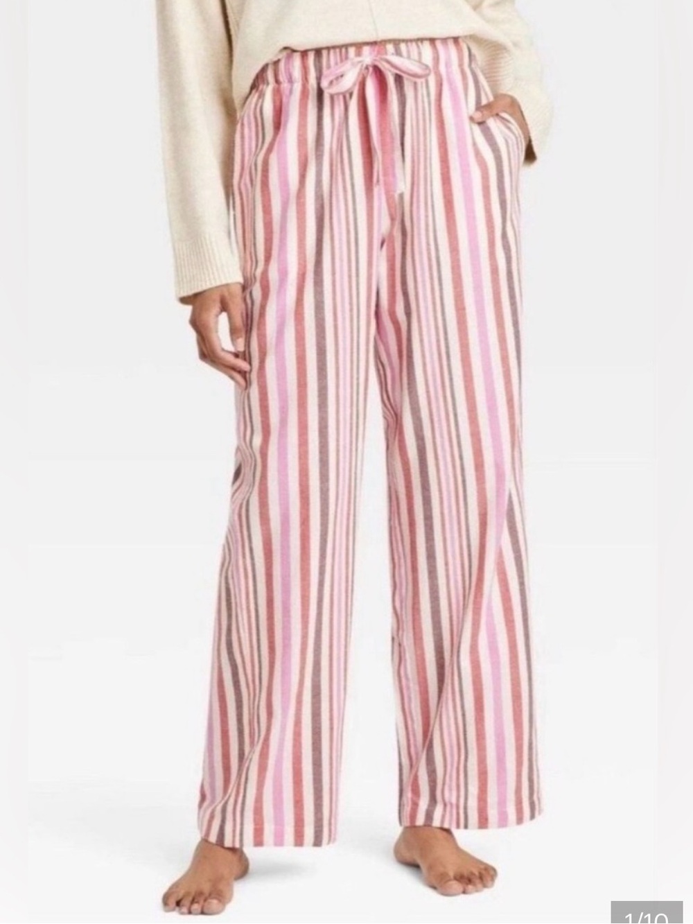 Auden Pink, Red & Cream Striped Lounge Pants